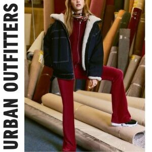 Urban Outfitters Red Velvet Corduroy Flare Trousers